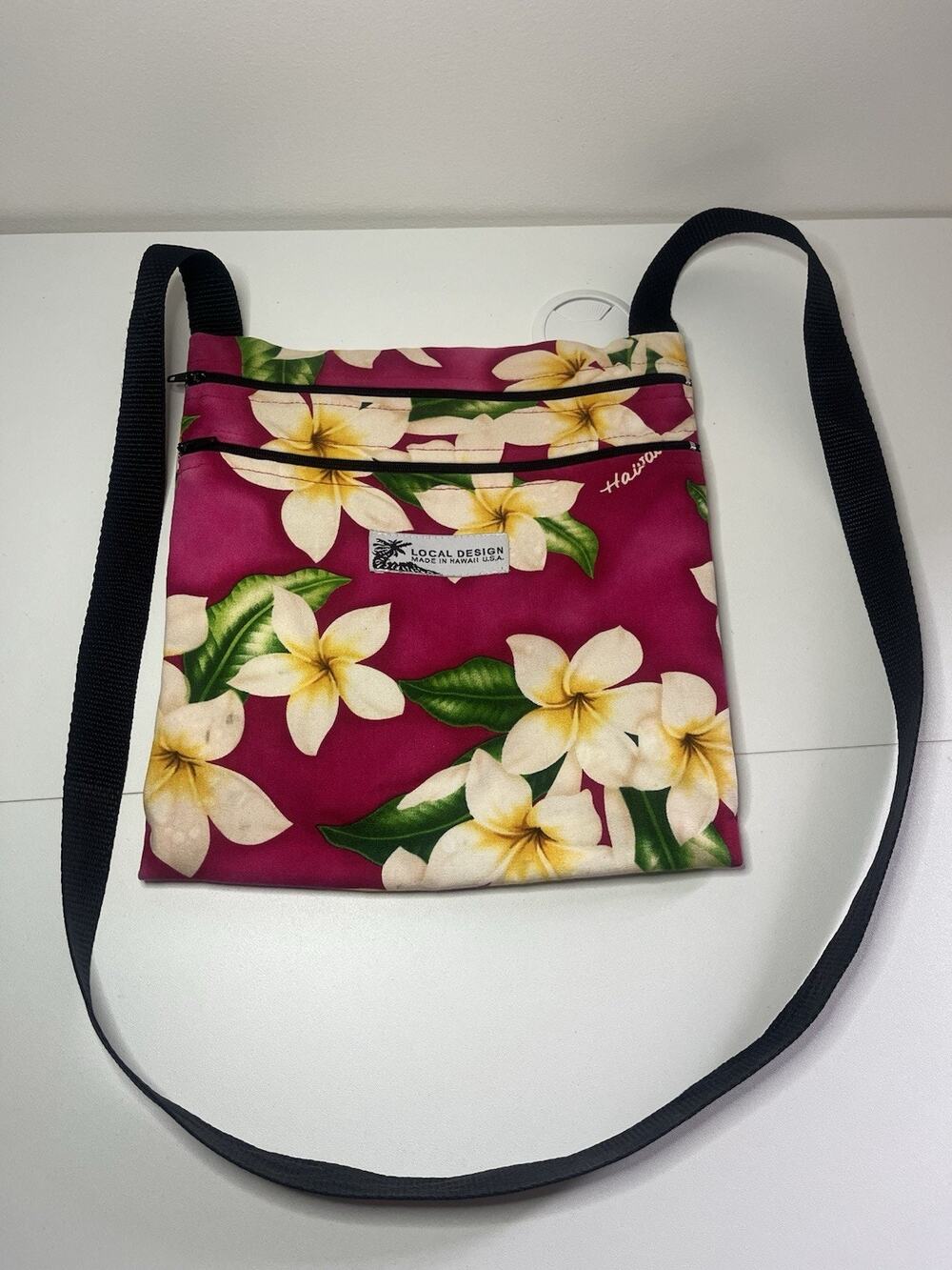 Local Design Made In Hawaii USA Zip Tote Crossbody Shoulder Mini Purse Floral